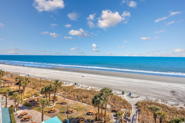 property view of water with a beach view