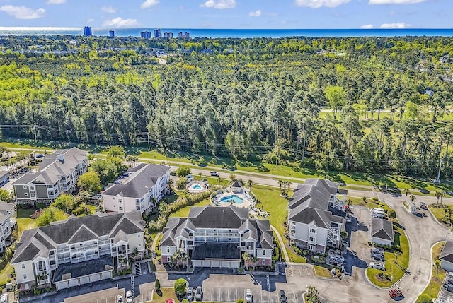 bird's eye view featuring a water view