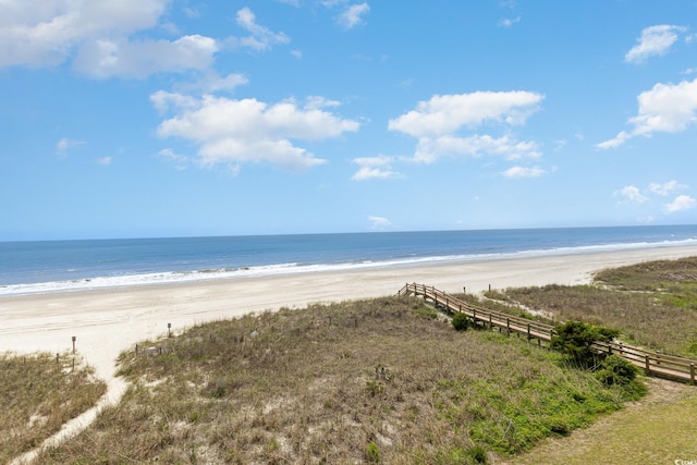 view of water feature with a view of the beach