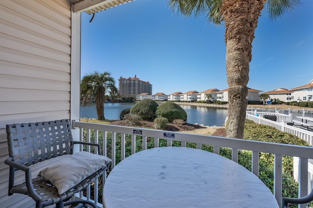 balcony with a water view