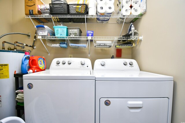 2225 Essex Dr Unit F, Surfside Beach, SC 29575 - washroom featuring separate washer and dryer, laundry area, and water heater