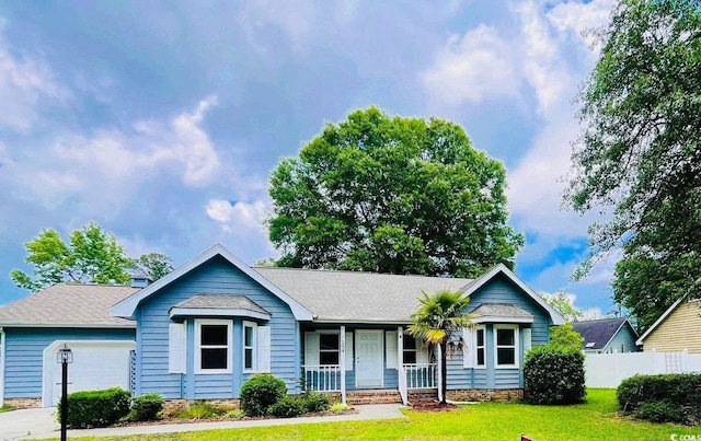 104 Willow Ridge Rd, Myrtle Beach, SC 29588 - ranch-style home with covered porch and a shingled roof