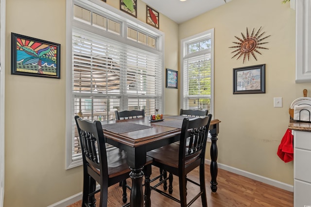 dining room with light hardwood / wood-style flooring