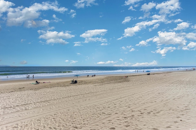 view of water feature with a view of the beach