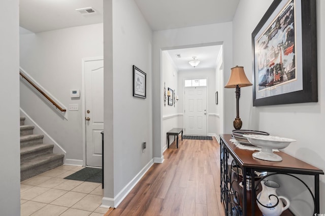 foyer featuring light hardwood / wood-style floors