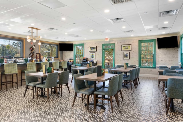 489-3 Golden Bear Dr Unit 3, Pawleys Island, SC 29585 - carpeted dining room with a paneled ceiling