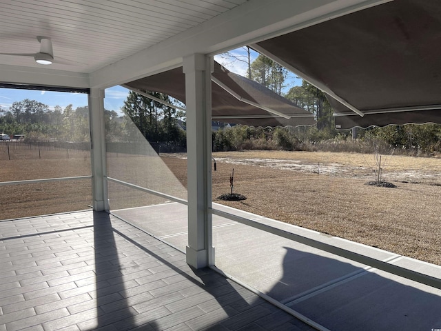 view of patio / terrace featuring ceiling fan