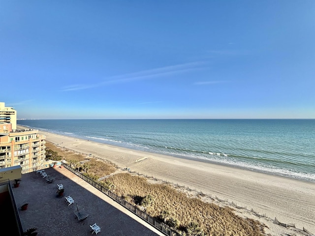 view of water feature with a view of the beach