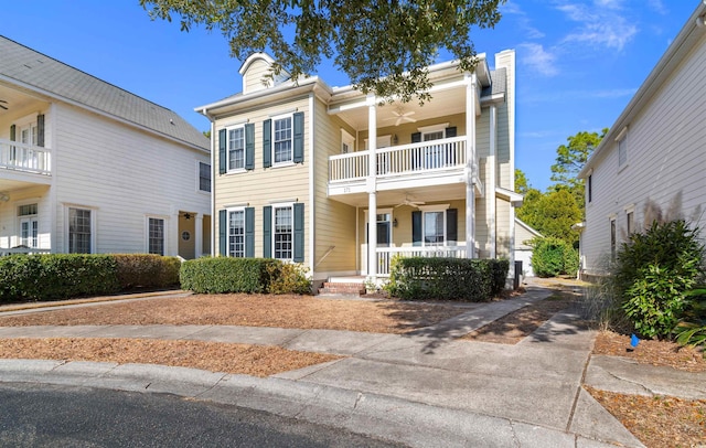 view of front of home featuring a balcony and a porch