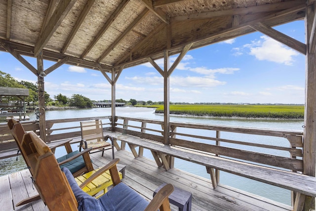 view of dock featuring a water view