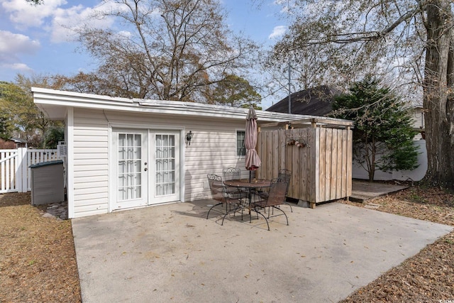 view of patio / terrace featuring french doors