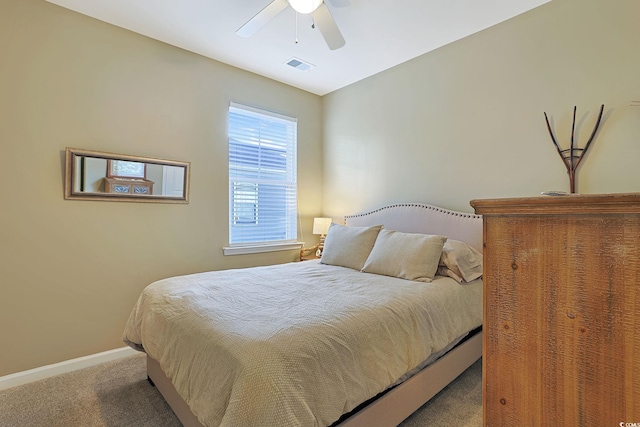 bedroom with carpet flooring and ceiling fan