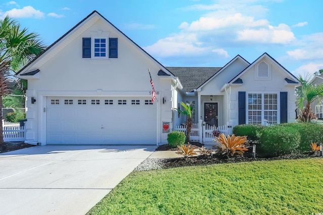 view of front facade featuring a garage and a front yard