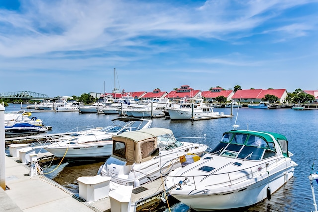 view of dock featuring a water view