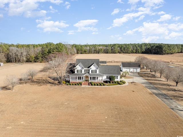 drone / aerial view with a rural view