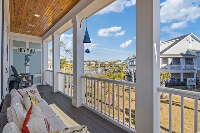 balcony with a water view