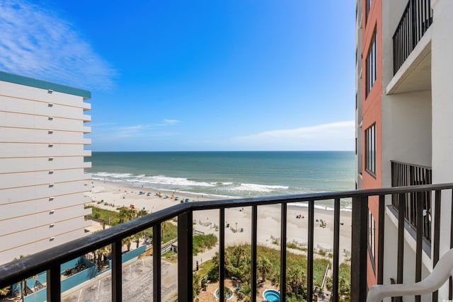 view of water feature with a view of the beach