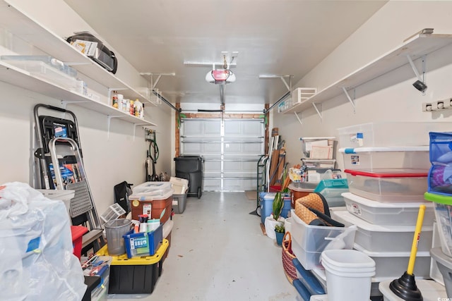 garage with a garage door opener