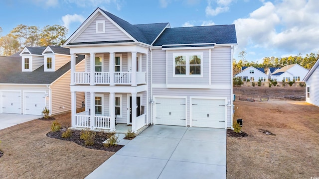 view of front of home with a porch and a balcony