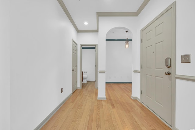 502 Hay Hill Ln Unit B, Myrtle Beach, SC 29579 - hall with ornamental molding and light wood-type flooring
