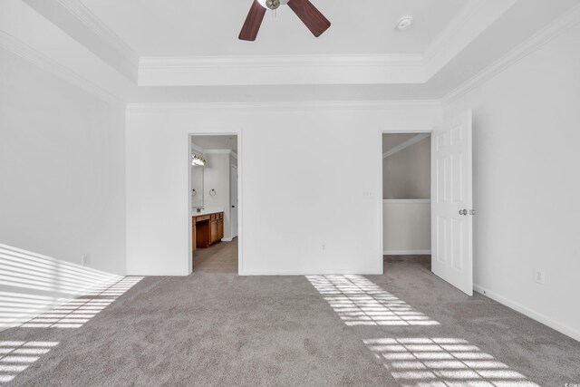 502 Hay Hill Ln Unit B, Myrtle Beach, SC 29579 - unfurnished room featuring crown molding, a tray ceiling, light colored carpet, and ceiling fan