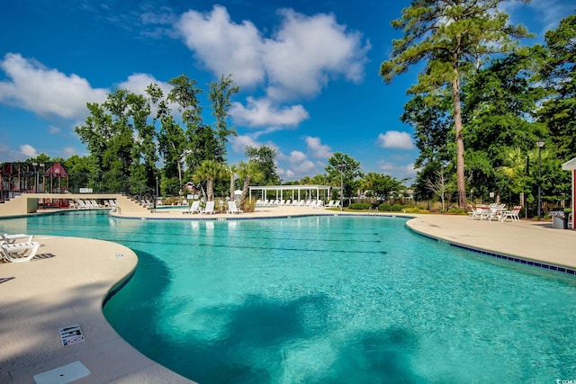 502 Hay Hill Ln Unit B, Myrtle Beach, SC 29579 - view of swimming pool featuring a pergola and a patio