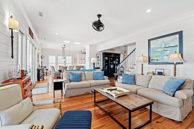 living room featuring wood-type flooring