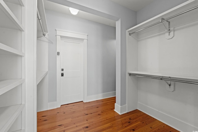 spacious closet with hardwood / wood-style floors