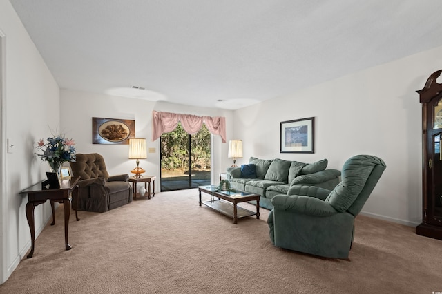 living room featuring carpet flooring