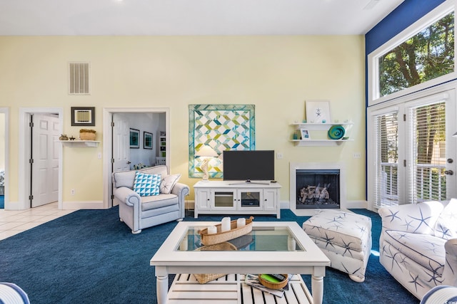 view of tiled living room