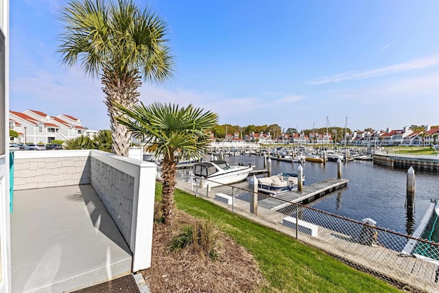 view of dock featuring a water view