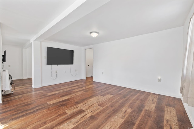 unfurnished living room with dark hardwood / wood-style flooring