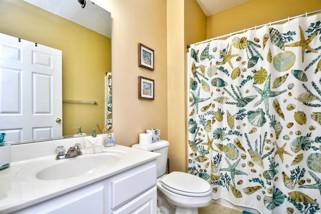 6015 Catalina Dr Unit 431, North Myrtle Beach, SC 29582 - bathroom featuring toilet, vanity, and curtained shower