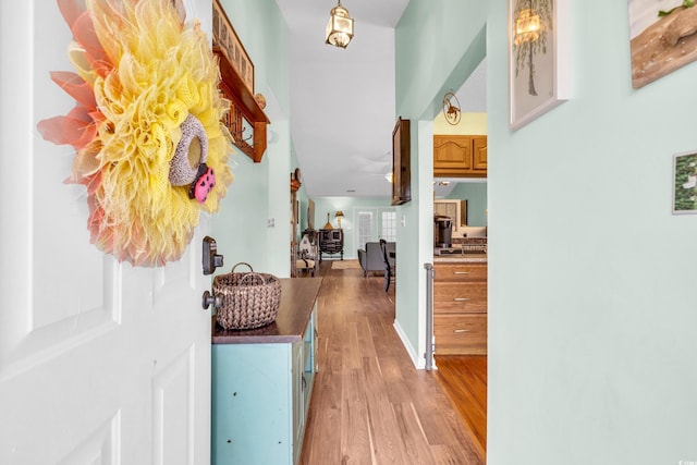 hall featuring light wood finished floors