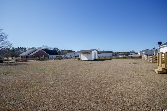 view of yard with a shed