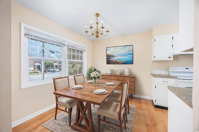 7602 Porcher Dr Unit C, Myrtle Beach, SC 29572 - dining room featuring baseboards, light wood-style flooring, and a chandelier