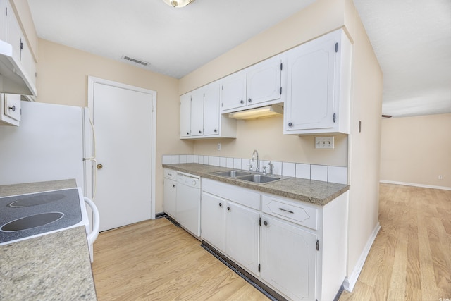 7602 Porcher Dr Unit C, Myrtle Beach, SC 29572 - kitchen with visible vents, white cabinetry, a sink, and white appliances