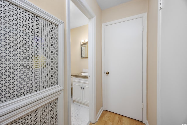 7602 Porcher Dr Unit C, Myrtle Beach, SC 29572 - bathroom featuring vanity and wood finished floors