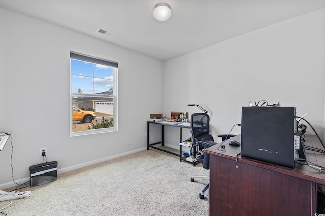 office area with carpet flooring