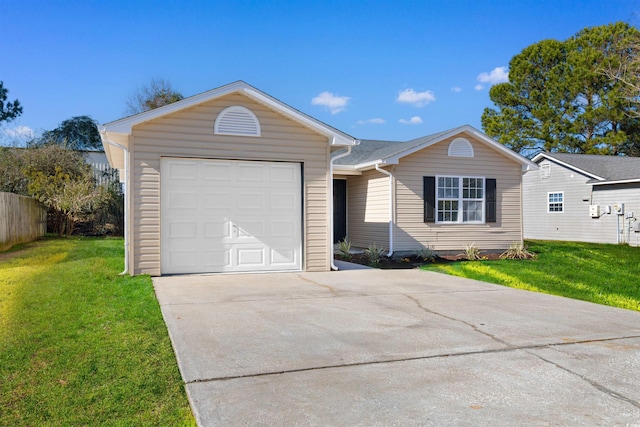 single story home with a front yard