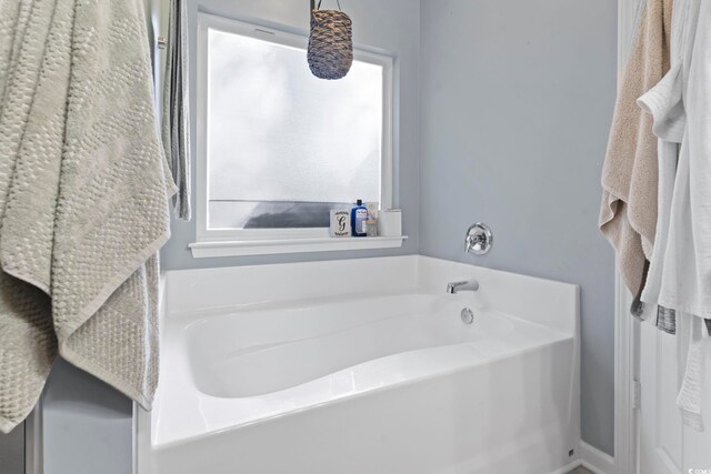 bathroom with a washtub