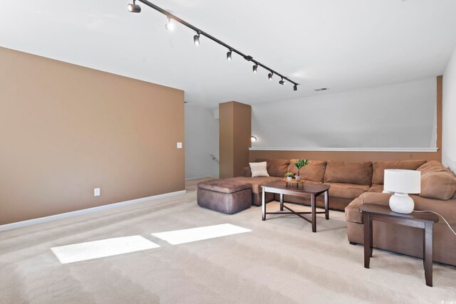 living room with light colored carpet