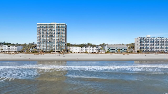 property view of water featuring a beach view