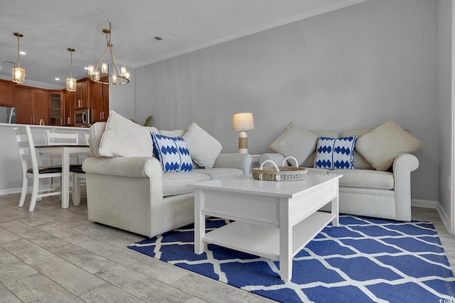 4200 Coquina Harbour Dr Unit H3, Little River, SC 29566 - living area featuring a chandelier and crown molding