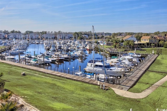 4200 Coquina Harbour Dr Unit H3, Little River, SC 29566 - dock with view of marina, a water view, and a yard