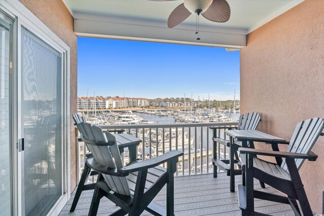 4609 Lightkeepers Way Unit 11J, Little River, SC 29566 - balcony with a ceiling fan and a water view