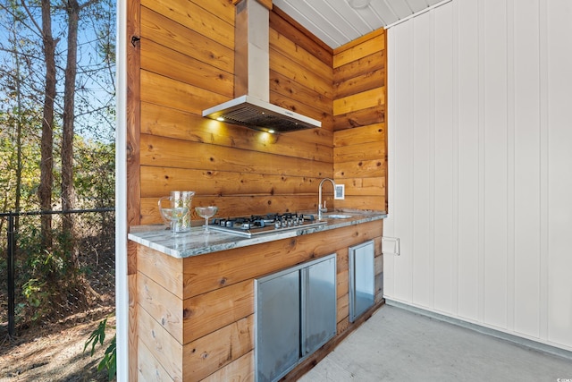 view of patio with a sink