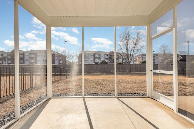 view of unfurnished sunroom