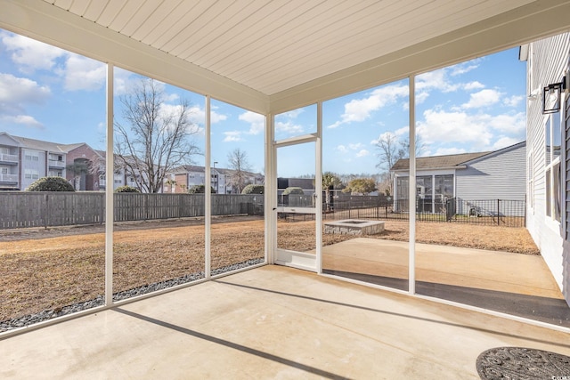 view of unfurnished sunroom