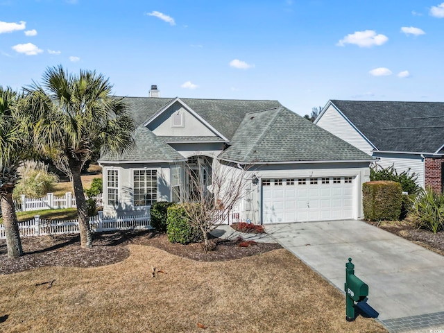 view of front facade featuring a garage and a front lawn